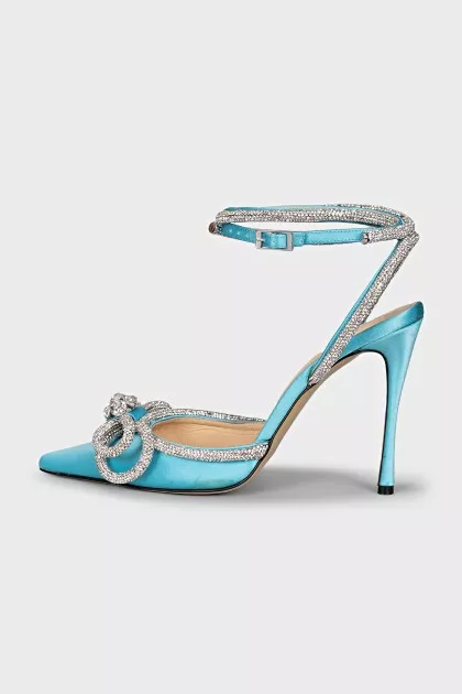 Satin slingbacks decorated with crystals