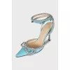 Satin slingbacks decorated with crystals