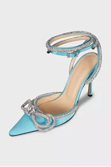 Satin slingbacks decorated with crystals