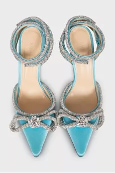Satin slingbacks decorated with crystals
