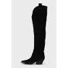 Suede boots with silver hardware