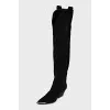 Suede boots with silver hardware