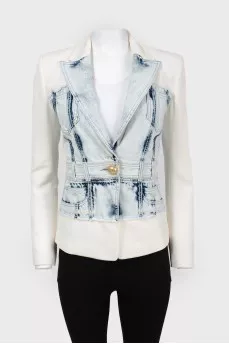 Fitted jacket with jeans insert with tag