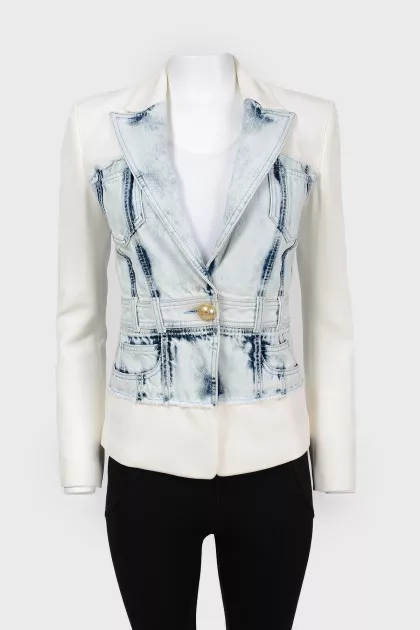 Fitted jacket with jeans insert with tag