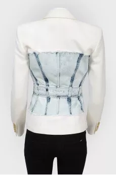 Fitted jacket with jeans insert with tag