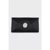 Textile clutch with brand logo