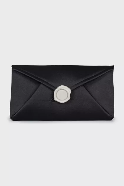 Textile clutch with brand logo