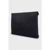 Textile clutch with brand logo