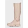 Beige boots with gold decor
