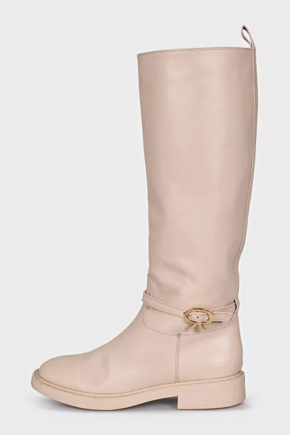 Beige boots with gold decor