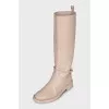 Beige boots with gold decor