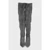 Grey suede over-the-knee boots