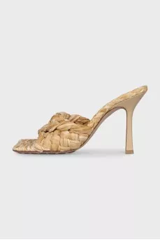 Raffia heeled mules