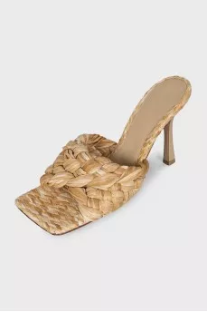 Raffia heeled mules