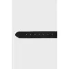 Black leather belt with a shaped buckle