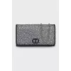 Eco-leather crossbody with rhinestones