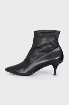 Black leather ankle boots with heels