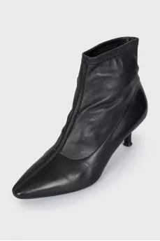 Black leather ankle boots with heels