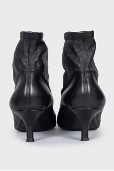 Black leather ankle boots with heels