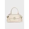 Leather bag with patch pocket