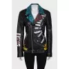 Leather jacket with print