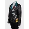 Leather jacket with print