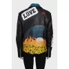 Leather jacket with print