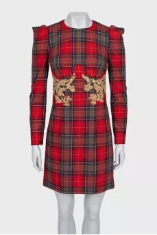 Plaid dress with lace