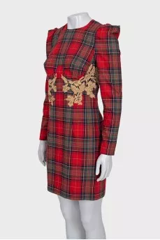 Plaid dress with lace