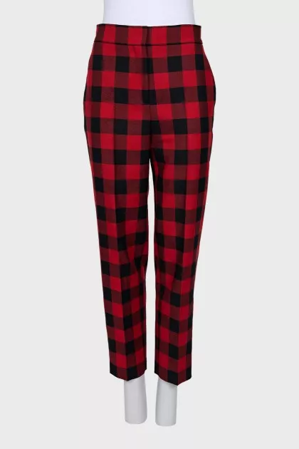 Checkered wool trousers