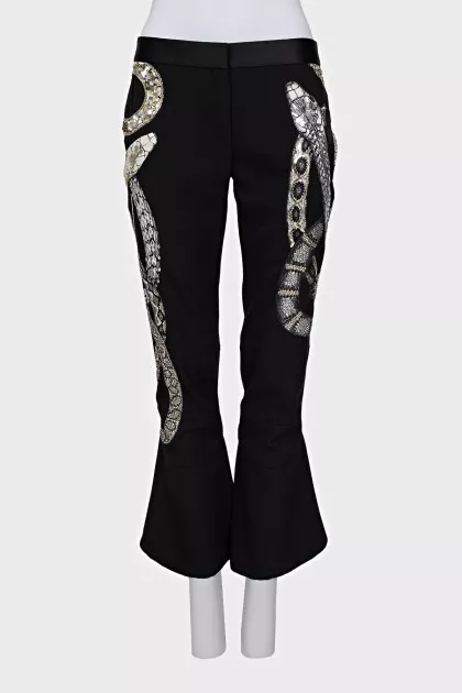 Cropped trousers decorated with sequins