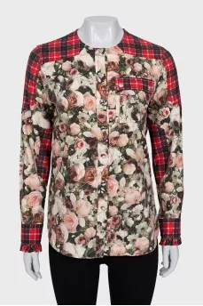 Floral print shirt with buttons