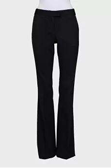 Black wool flared trousers