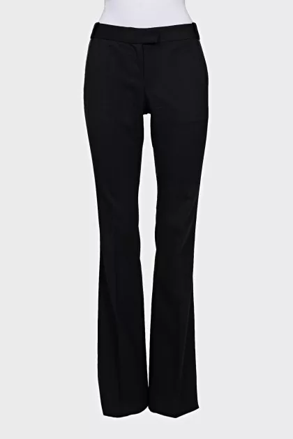 Black wool flared trousers