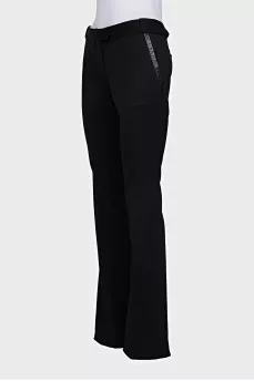 Black wool flared trousers