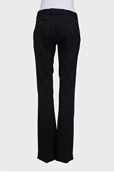 Black wool flared trousers