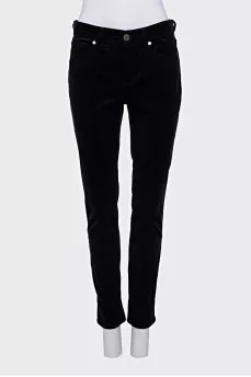 Low-rise velvet trousers