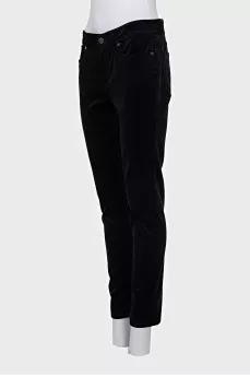 Low-rise velvet trousers