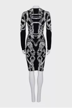 Black and white wool and silk dress