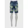 Men's denim shorts with signature embroidery