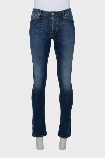 Men's straight-leg blue jeans