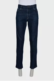 Men's blue straight-leg jeans