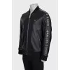 Men's leather jacket with metal decor