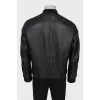 Men's leather jacket with metal decor