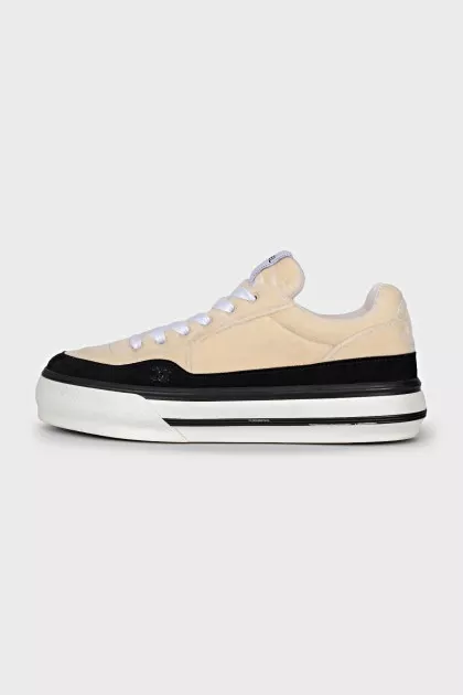 Beige velvet sneakers