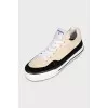 Beige velvet sneakers