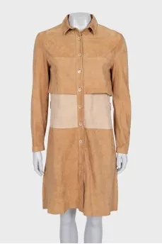 Leather dress with buttons