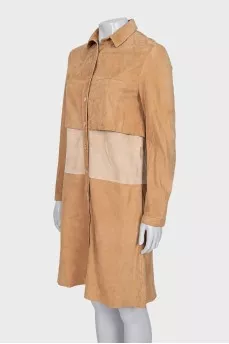 Leather dress with buttons