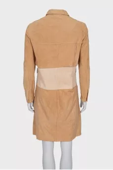 Leather dress with buttons