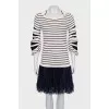 Striped dress with pleated sleeves